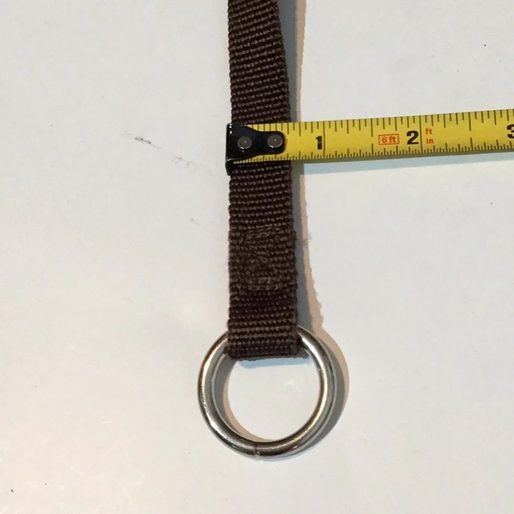 Slip collar & leash, sturdy nylon, brown color, 1” wide, metal hardware